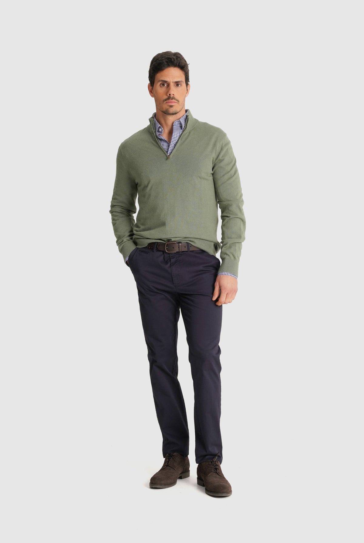 PULLOVER ALGODÃO VERDE MANGA COMPRIDA REGULAR FIT MR. BLUE