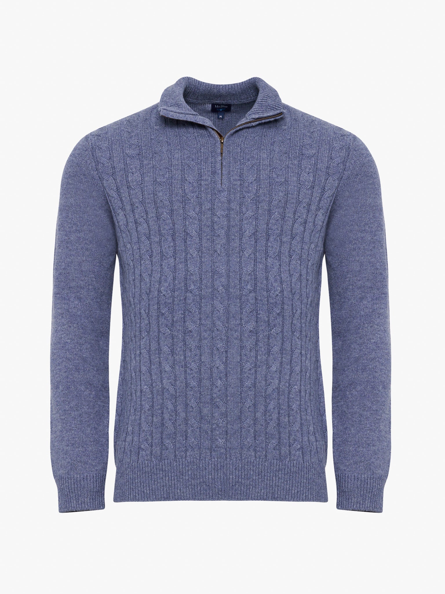 JERSEY DE LANA AZUL CON CODERAS MR REGULAR FIT. AZUL