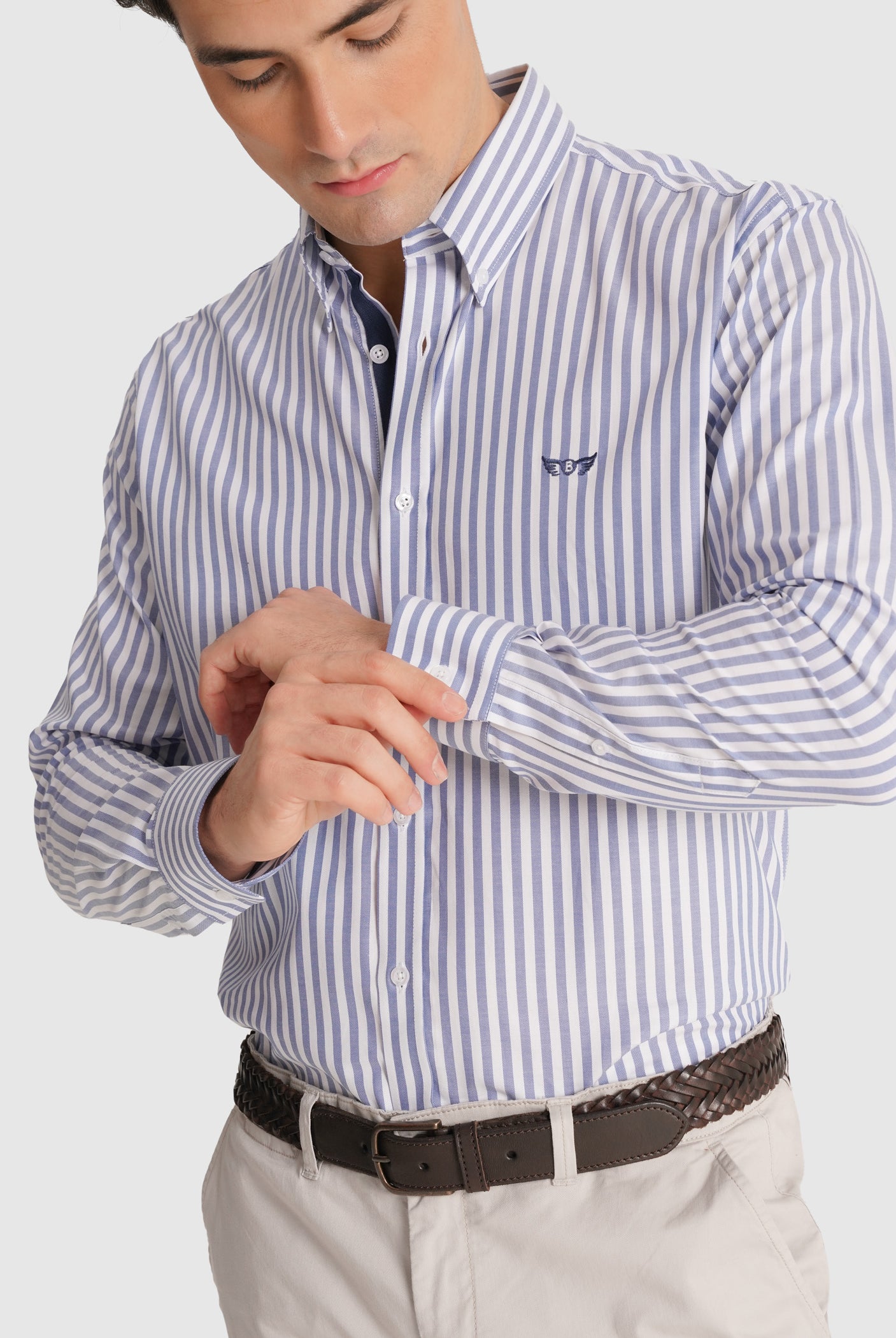 BLUE LONG SLEEVE REGULAR FIT MR SHIRT. BLUE