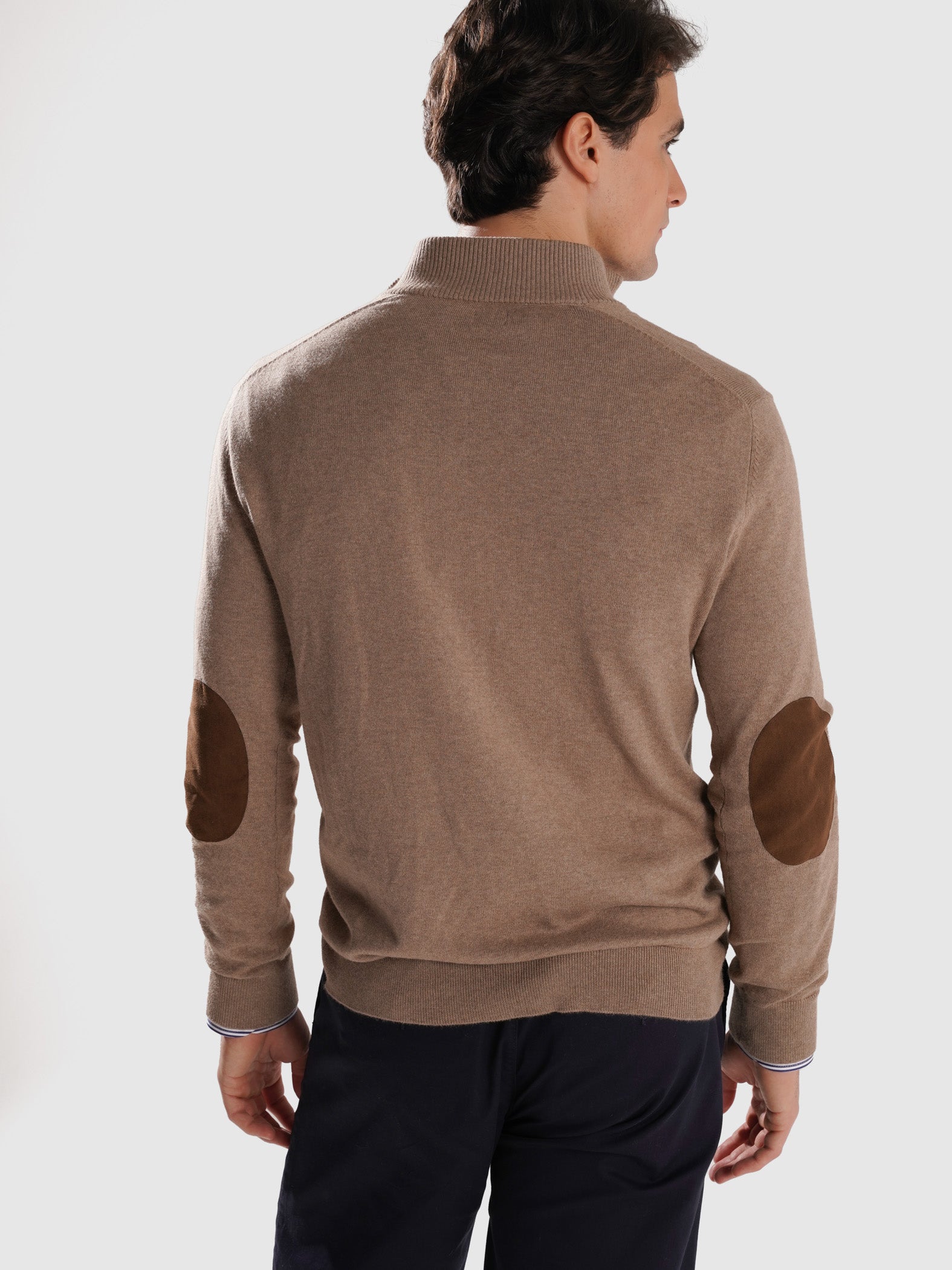 JERSEY BEIGE CON CODERAS MR REGULAR FIT. AZUL