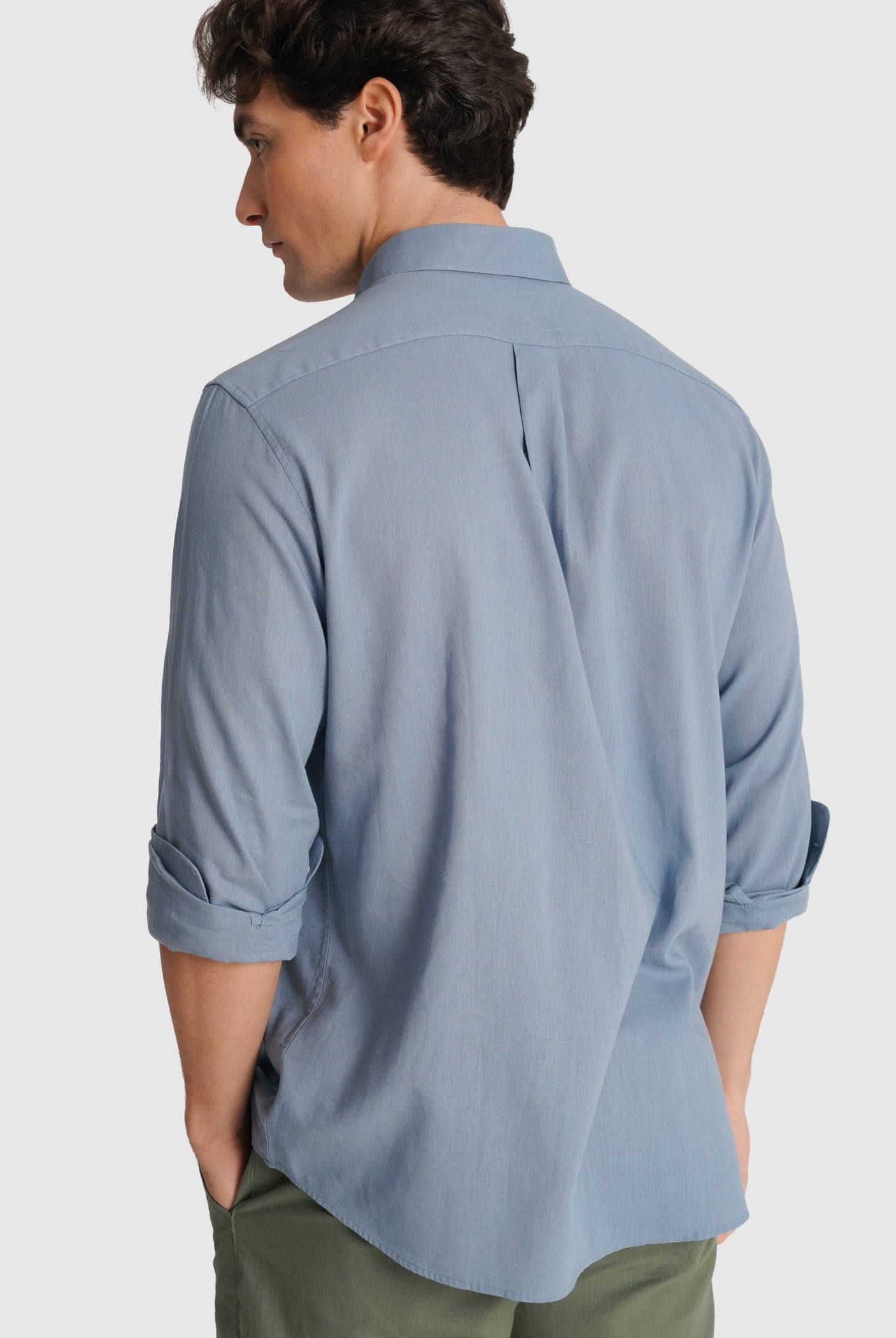 BLUE LONG SLEEVE REGULAR FIT MR SHIRT. BLUE