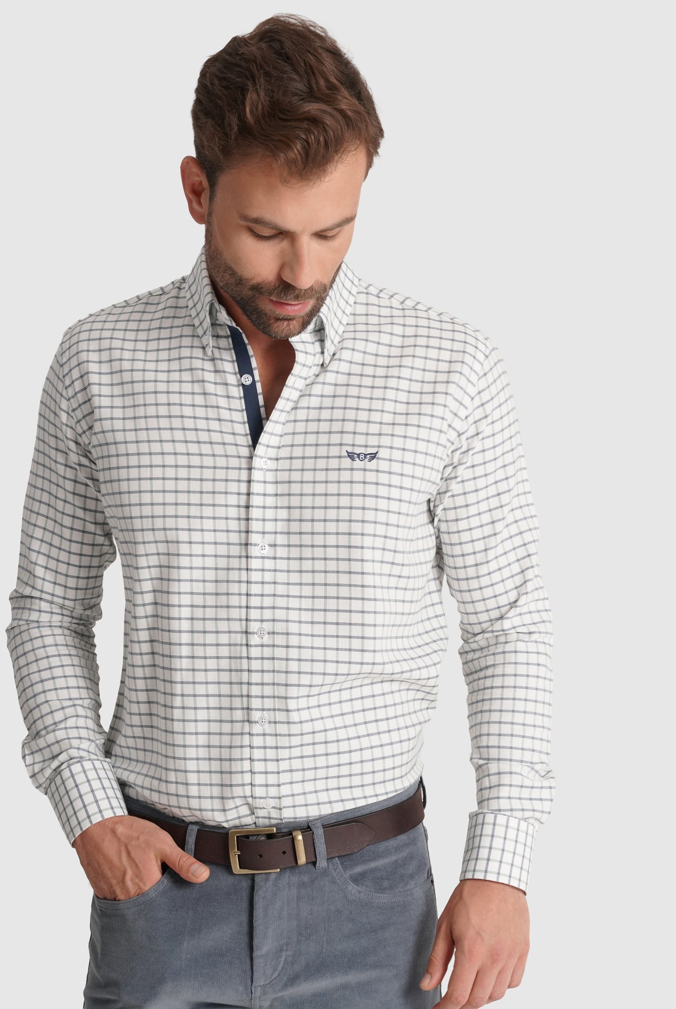 Camisa Flanela Azul Manga Comprida Regular Fit Mr. Blue