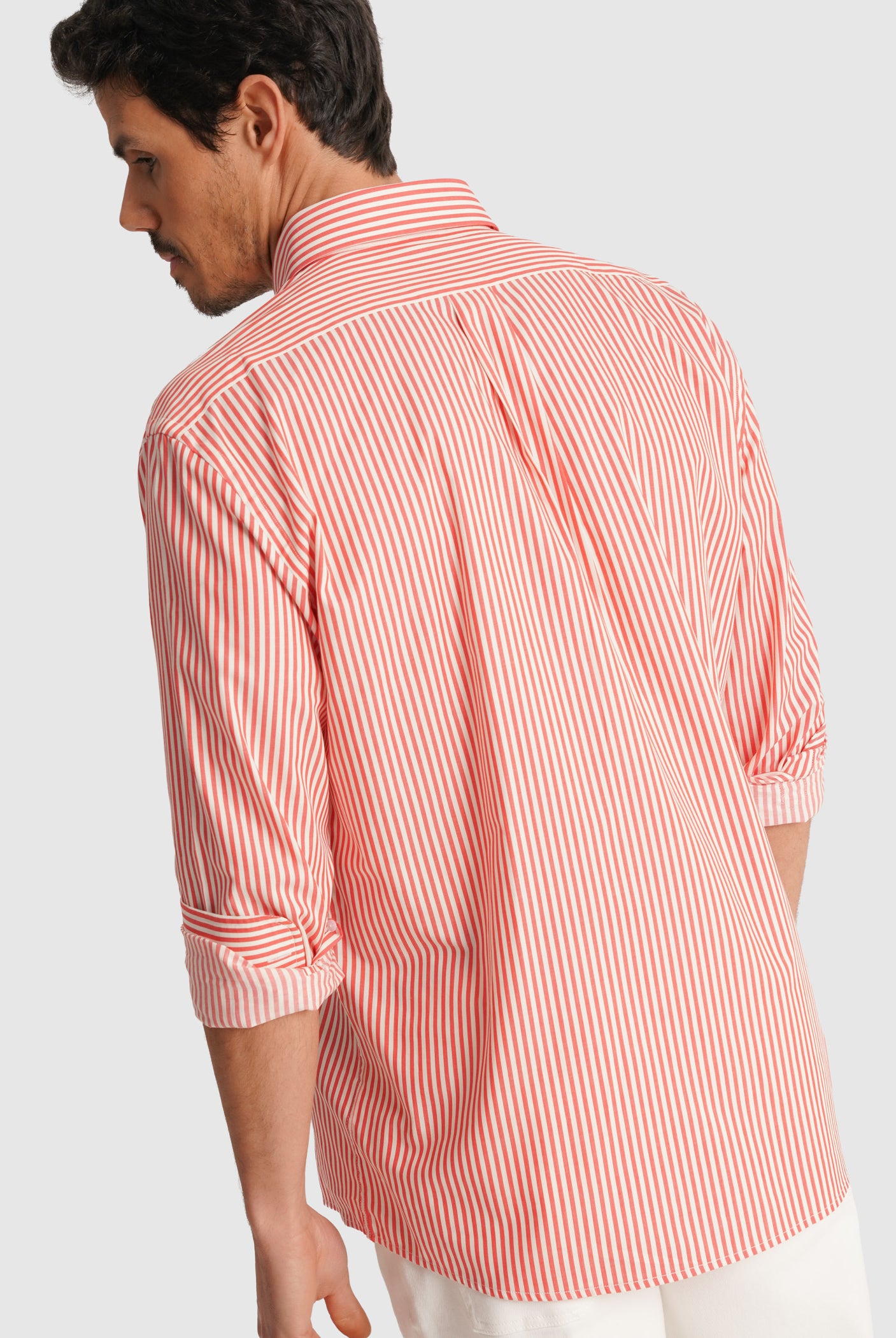 RED LONG SLEEVE REGULAR FIT MR SHIRT. BLUE