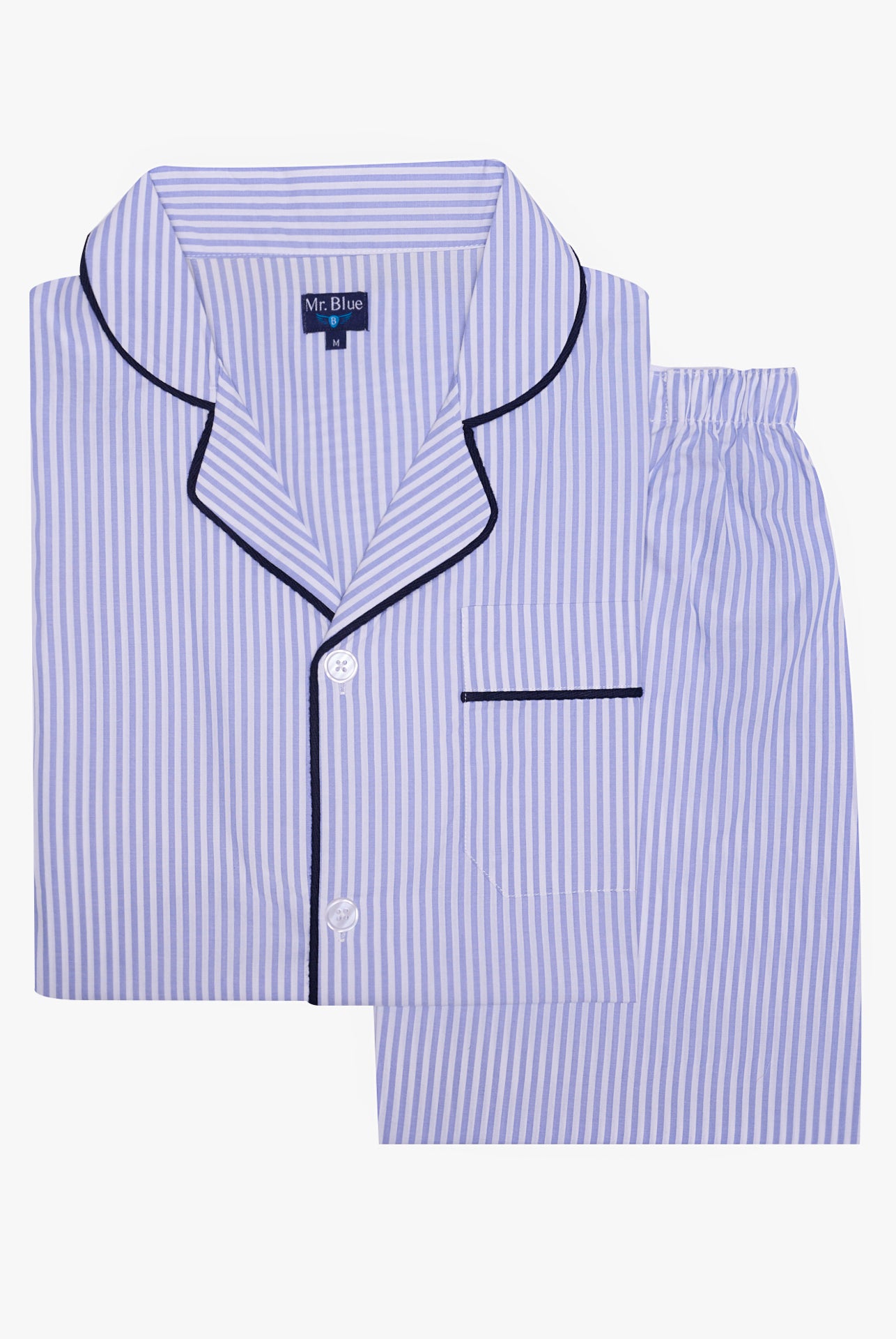 BLUE COTTON PAJAMA SHORT SLEEVES REGULAR FIT MR. BLUE