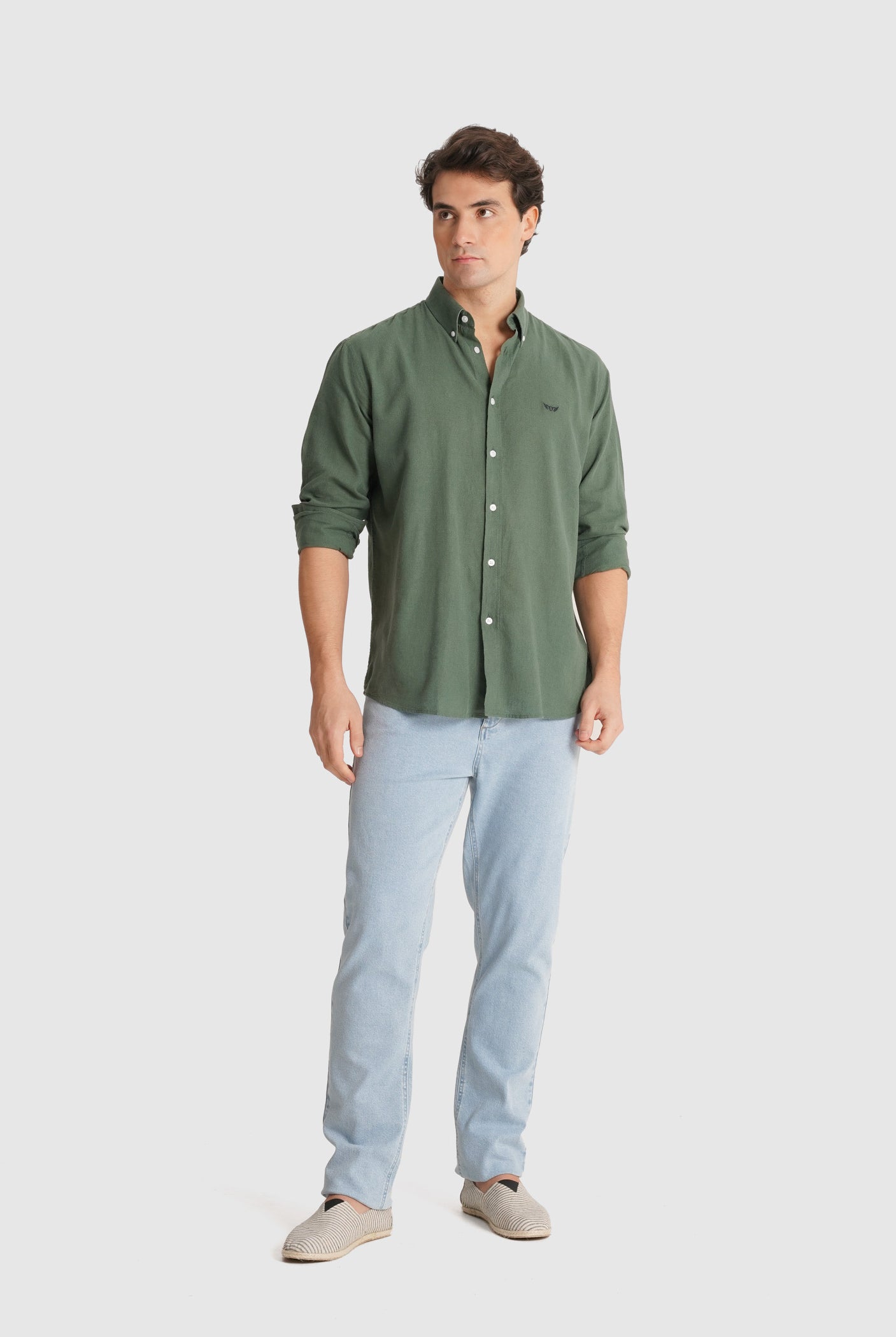 LONG SLEEVE GREEN SHIRT REGULAR FIT MR. BLUE