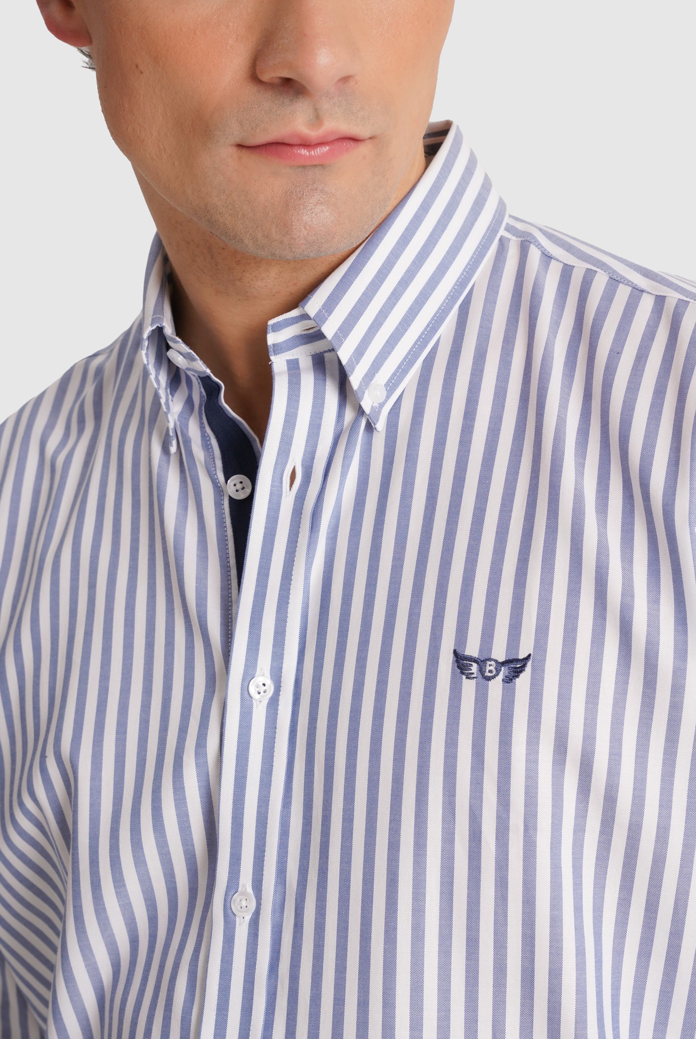 BLUE LONG SLEEVE REGULAR FIT MR SHIRT. BLUE