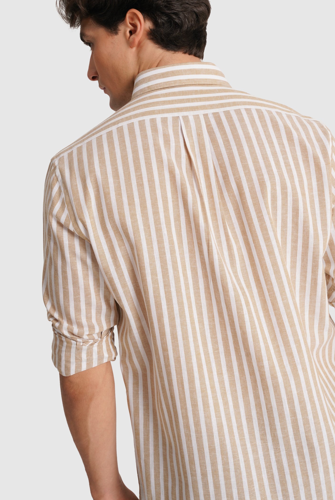 BEIGE LONG SLEEVE REGULAR FIT MR SHIRT. BLUE