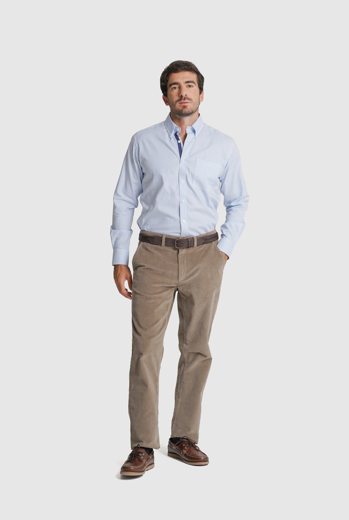 CAMISA TWILL REGULAR FIT AZUL ÀS RISCAS MR. BLUE