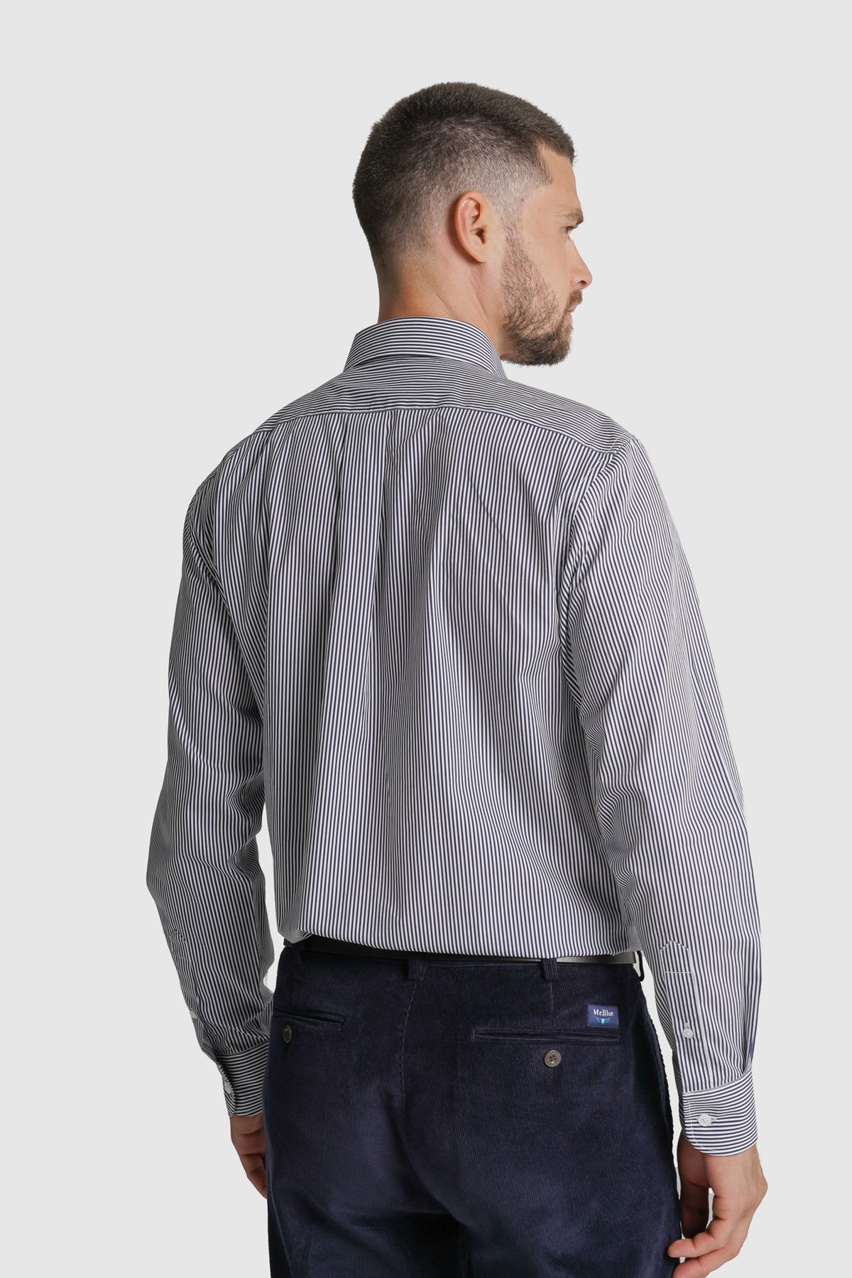 CAMISA ALGODÃO REGULAR FIT AZUL ÀS RISCAS MR. BLUE