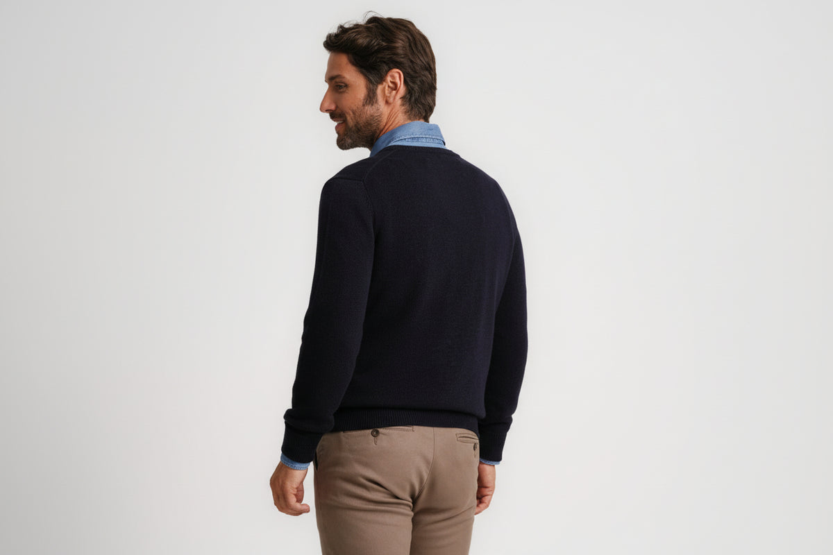 Pullover Lã Grosso Azul Mr. Blue