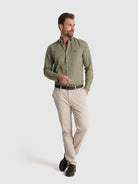 CAMISA ALGODÃO VERDE MANGA COMPRIDA REGULAR FIT MR. BLUE