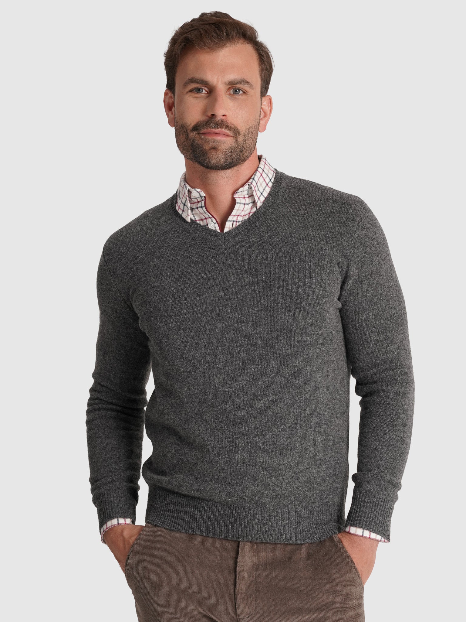 PULLOVER LÃ CINZENTO MANGA COMPRIDA REGULAR FIT MR. BLUE