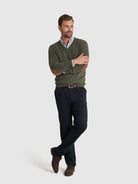 PULLOVER CAXEMIRA VERDE COM COTOVELEIRA REGULAR FIT MR. BLUE