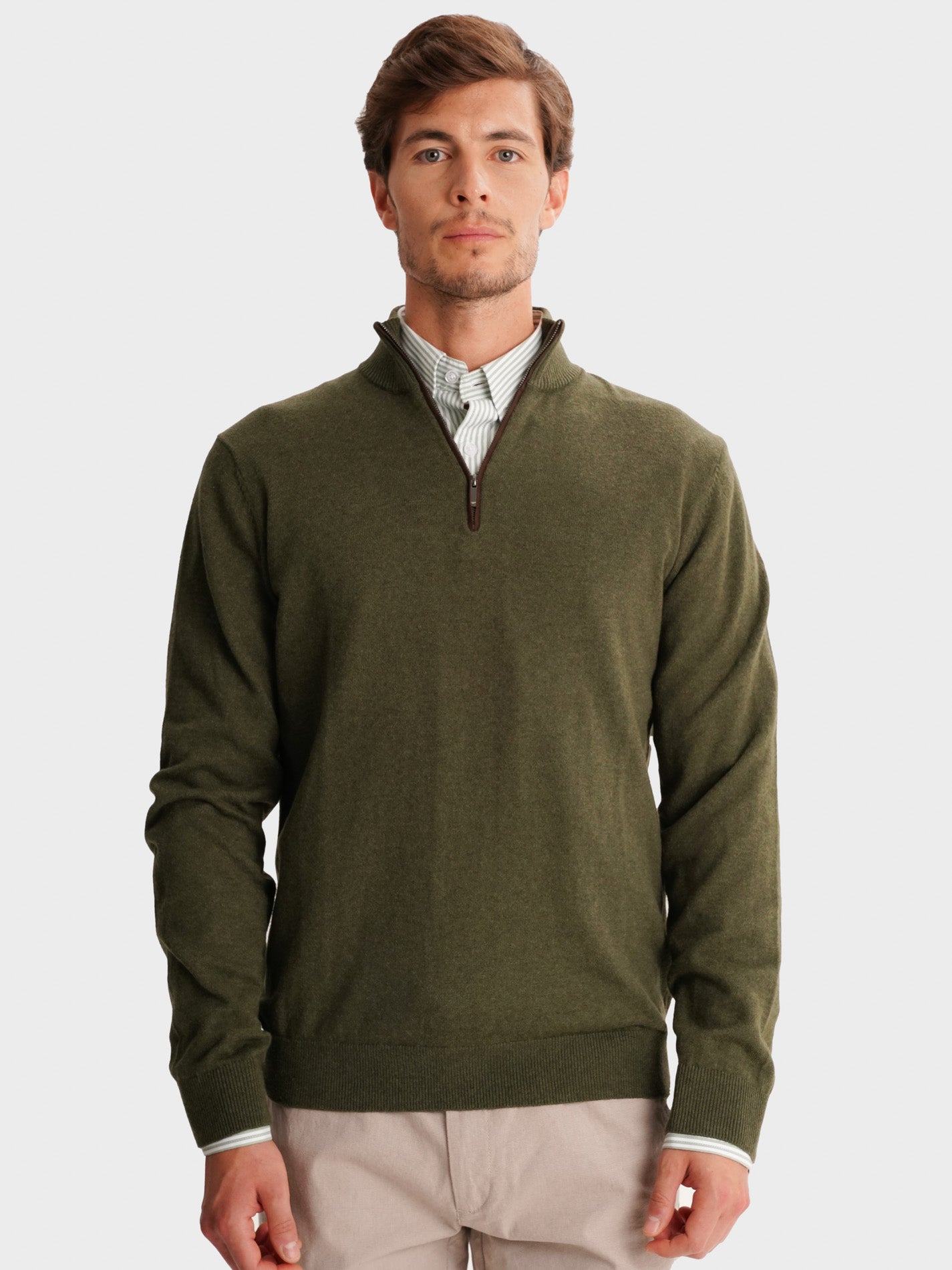 PULLOVER FINO VERDE MANGA COMPRIDA REGULAR FIT MR. BLUE