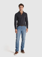 POLO ALGODÃO AZUL MANGA COMPRIDA REGULAR FIT MR. BLUE