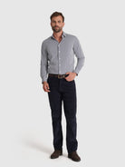 CAMISA ALGODÃO AZUL MANGA COMPRIDA SLIM FIT MR. BLUE