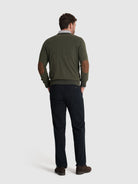 PULLOVER CAXEMIRA VERDE COM COTOVELEIRA REGULAR FIT MR. BLUE