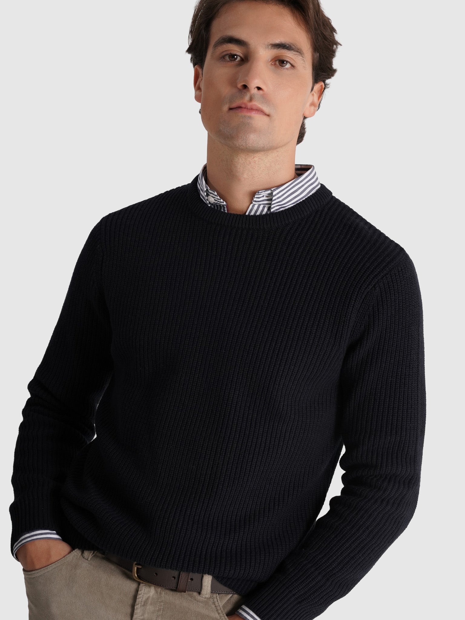 JERSEY DE ALGODÓN AZUL MANGA LARGA REGULAR FIT MR. AZUL