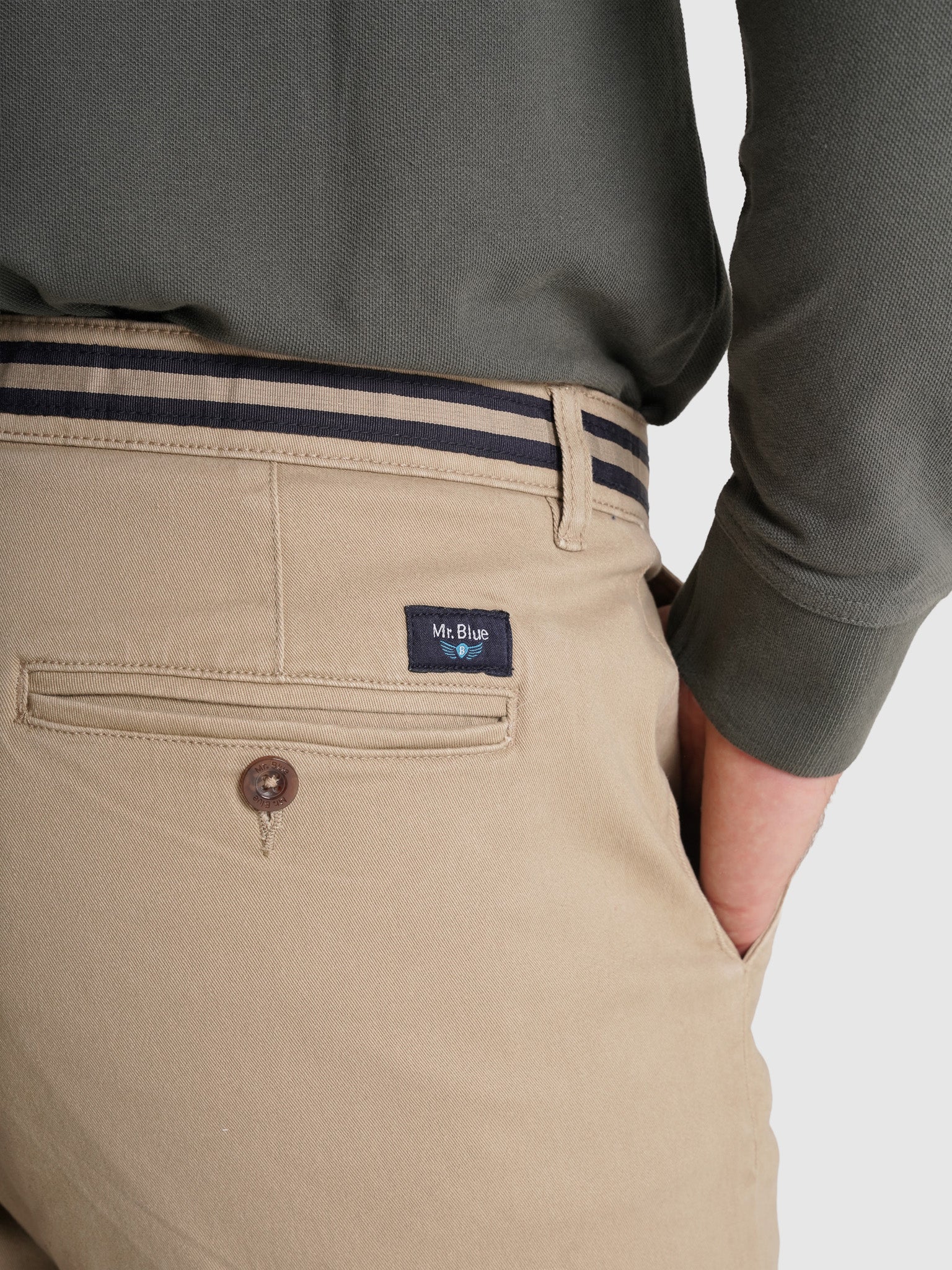 CALÇAS ALGODÃO BEGES SLIM FIT MR. BLUE
