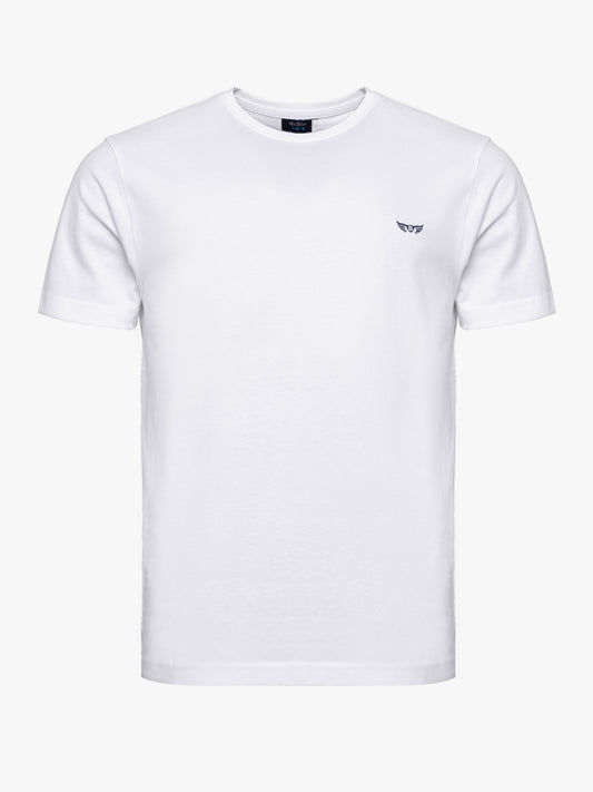 CAMISETA DE ALGODÓN BLANCA MANGA CORTA REGULAR FIT MR. AZUL