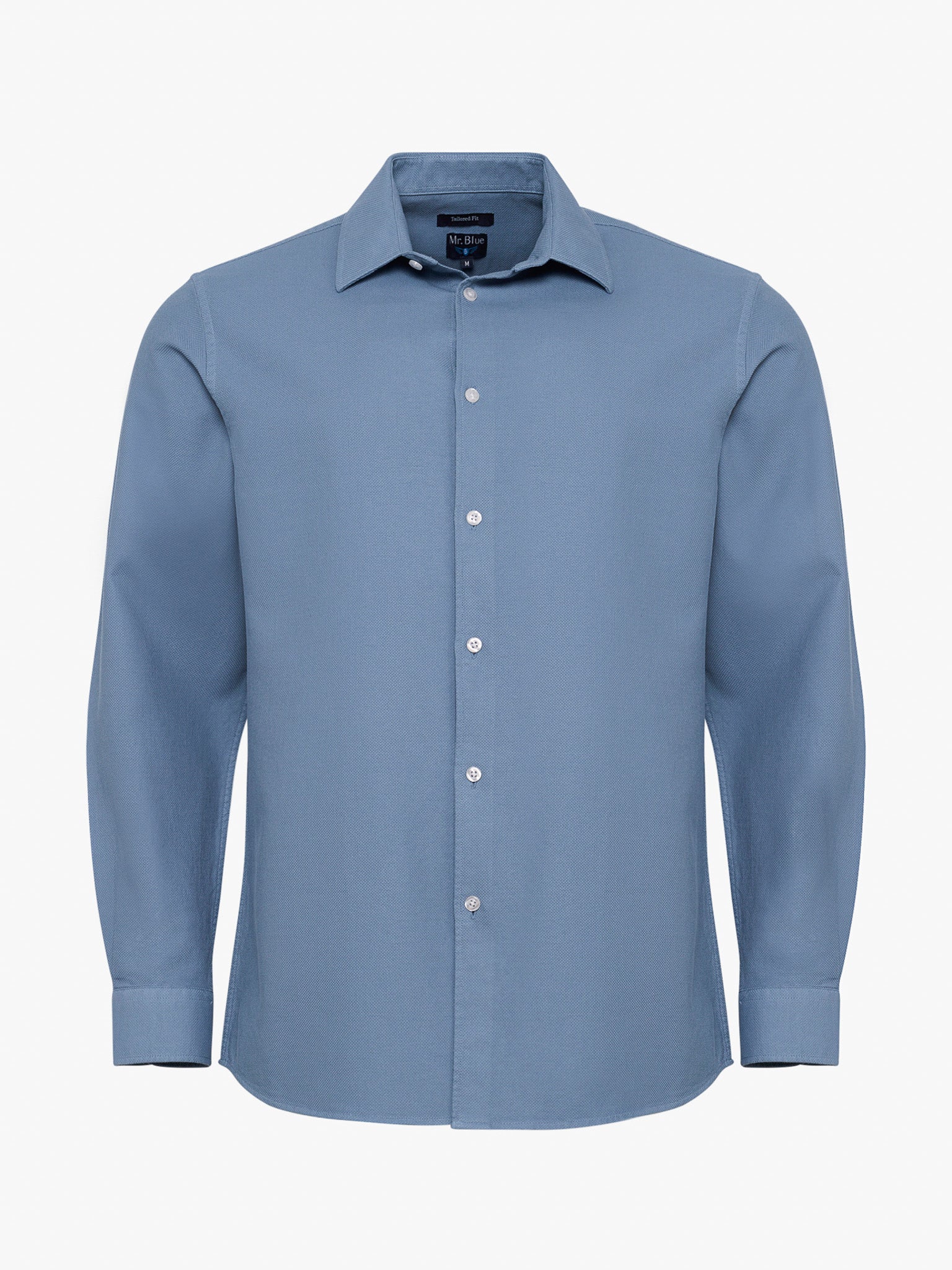 LONG SLEEVE BLUE COTTON SHIRT TAILORED FIT MR. BLUE
