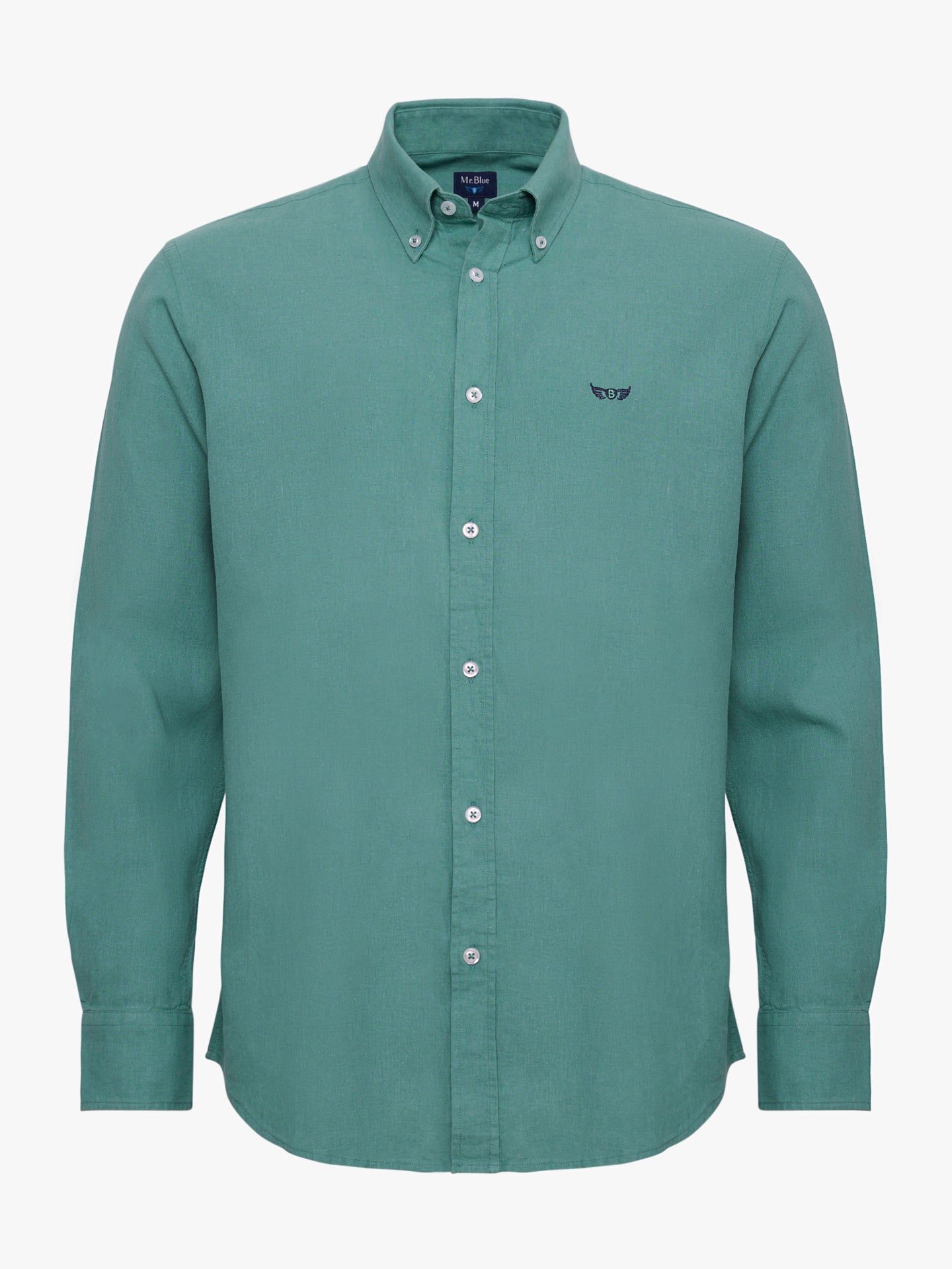 Camisa Linho Verde Manga Comprida Regular Fit Mr. Blue