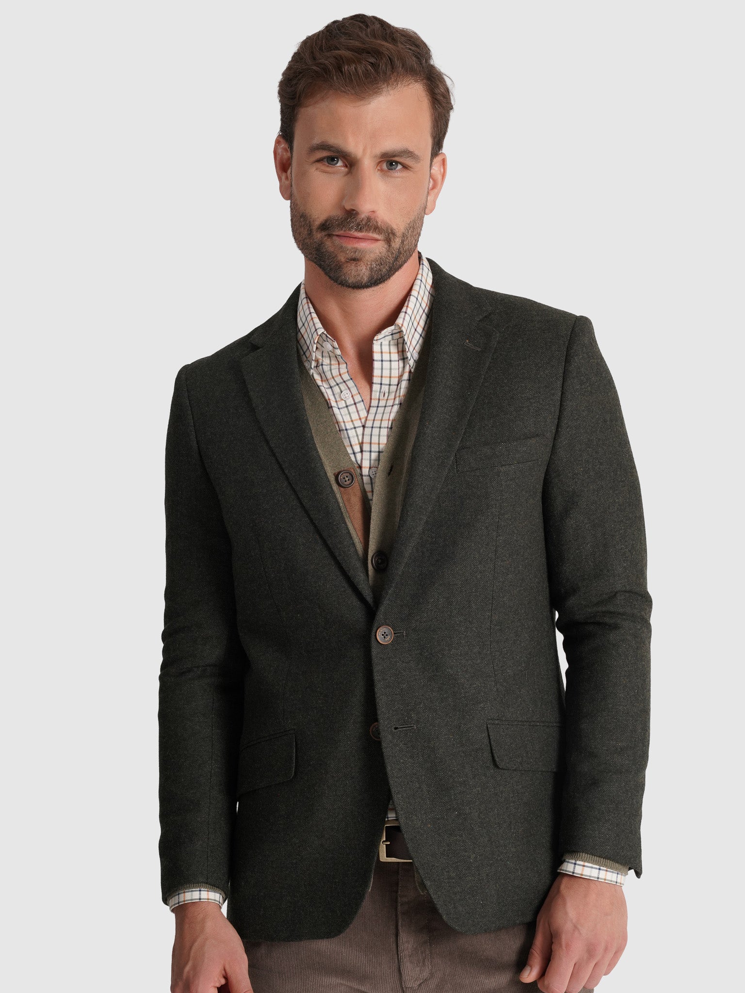 Blazer Lã Verde Manga Comprida Regular Fit Mr. Blue