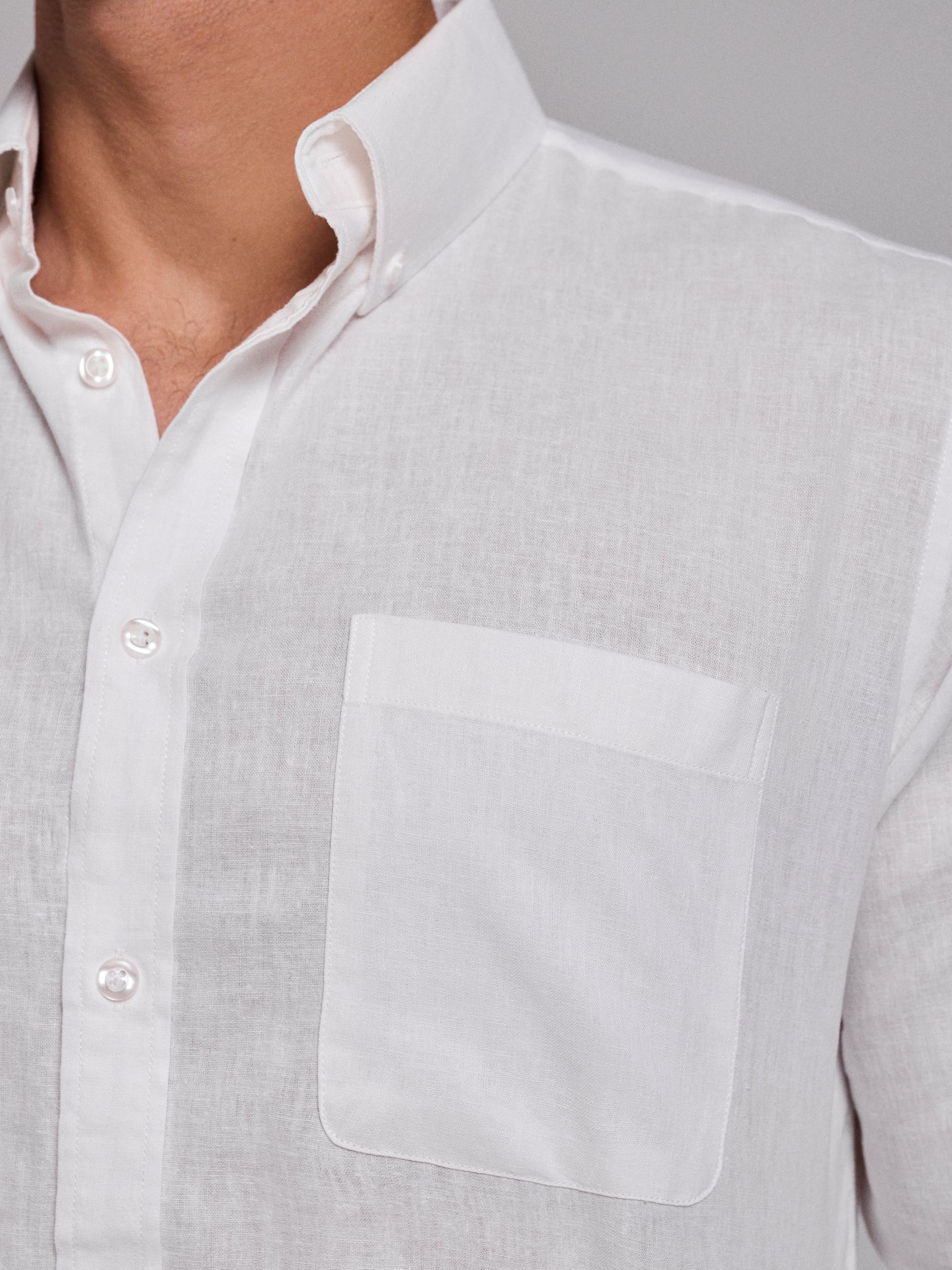 Camisa Linho Branca Manga Comprida Regular Fit Mr. Blue