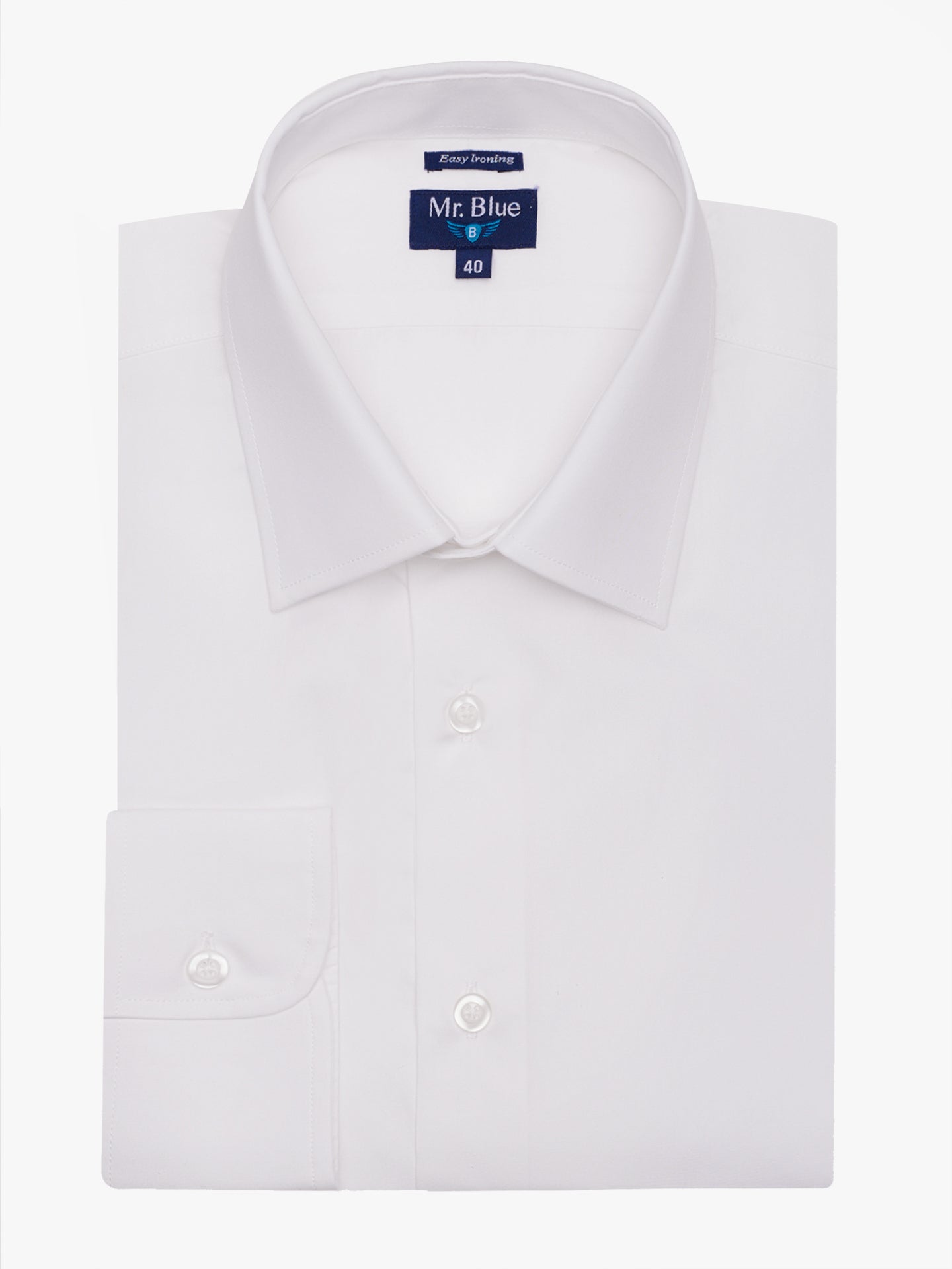 Camisa Algodão Branca Manga Comprida Classic Fit Mr. Blue