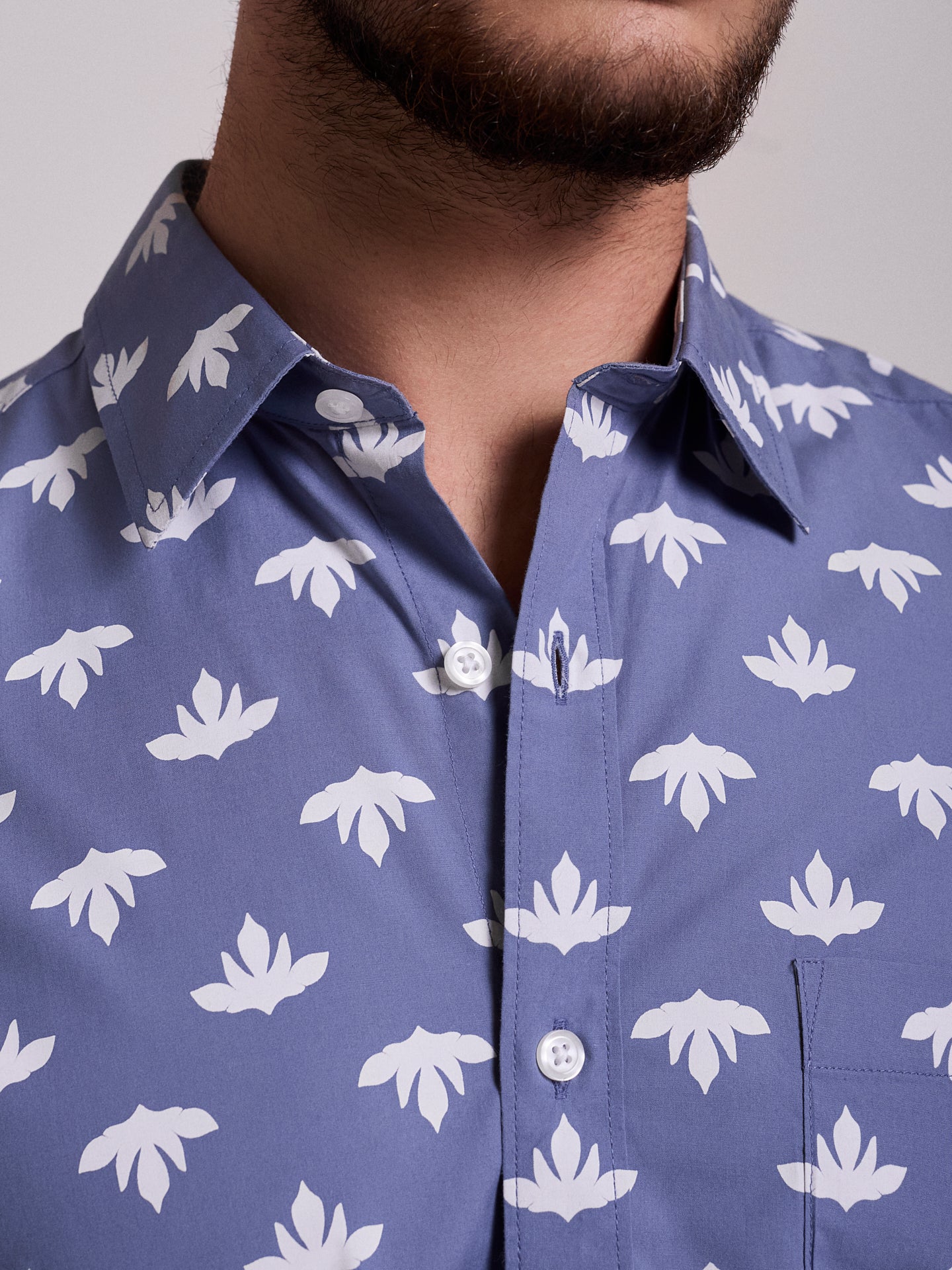 Camisa Algodão Azul Manga Curta Regular Fit Mr. Blue