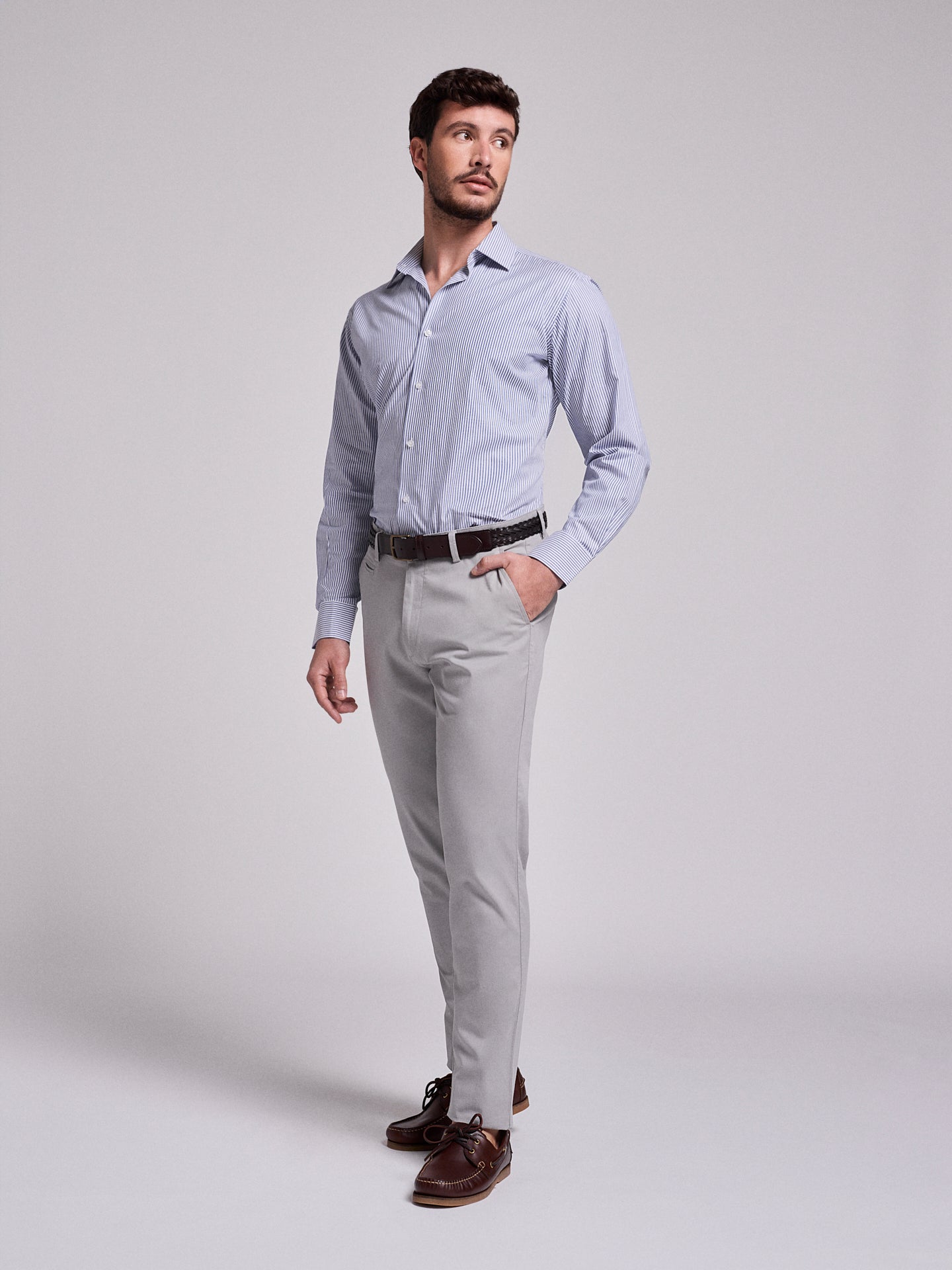 Camisa Algodão Azul Manga Comprida Classic Fit Mr. Blue