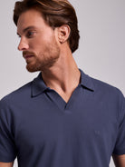 Polo Algodão Azul Manga Curta Regular Fit Mr. Blue