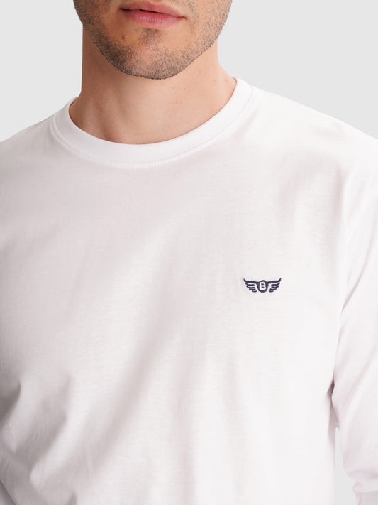 CAMISETA DE ALGODÓN BLANCA MANGA LARGA REGULAR FIT MR. AZUL