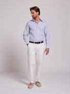 Camisa Algodão Azul Manga Comprida Slim Fit Mr. Blue