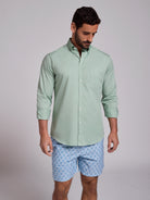 Camisa Algodão Verde Manga Comprida Regular Fit Mr. Blue