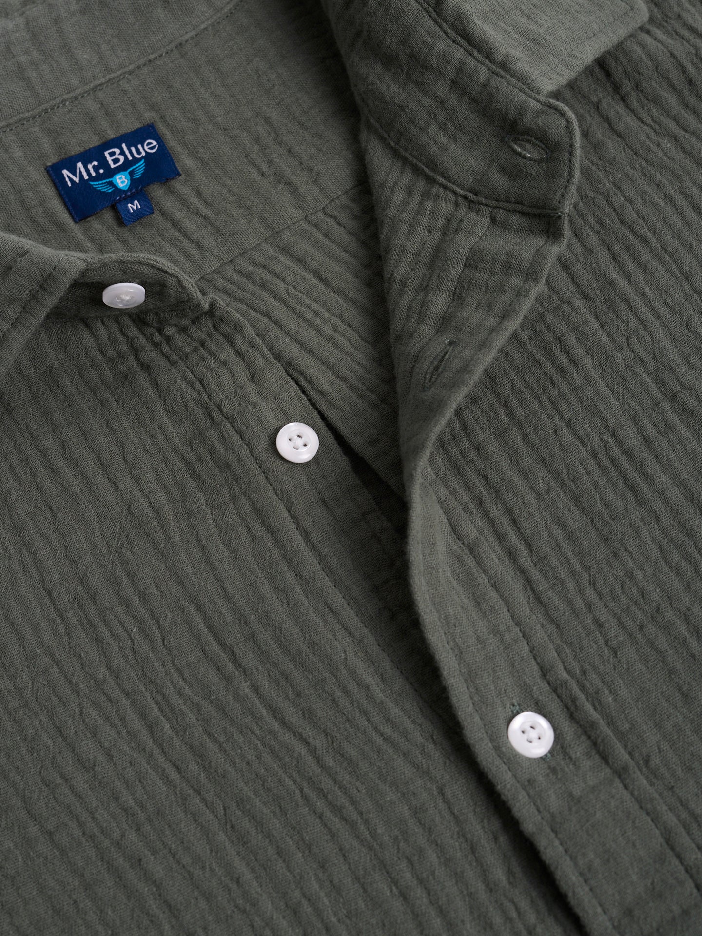CAMISA ALGODÃO VERDE MANGA CURTA REGULAR FIT MR. BLUE