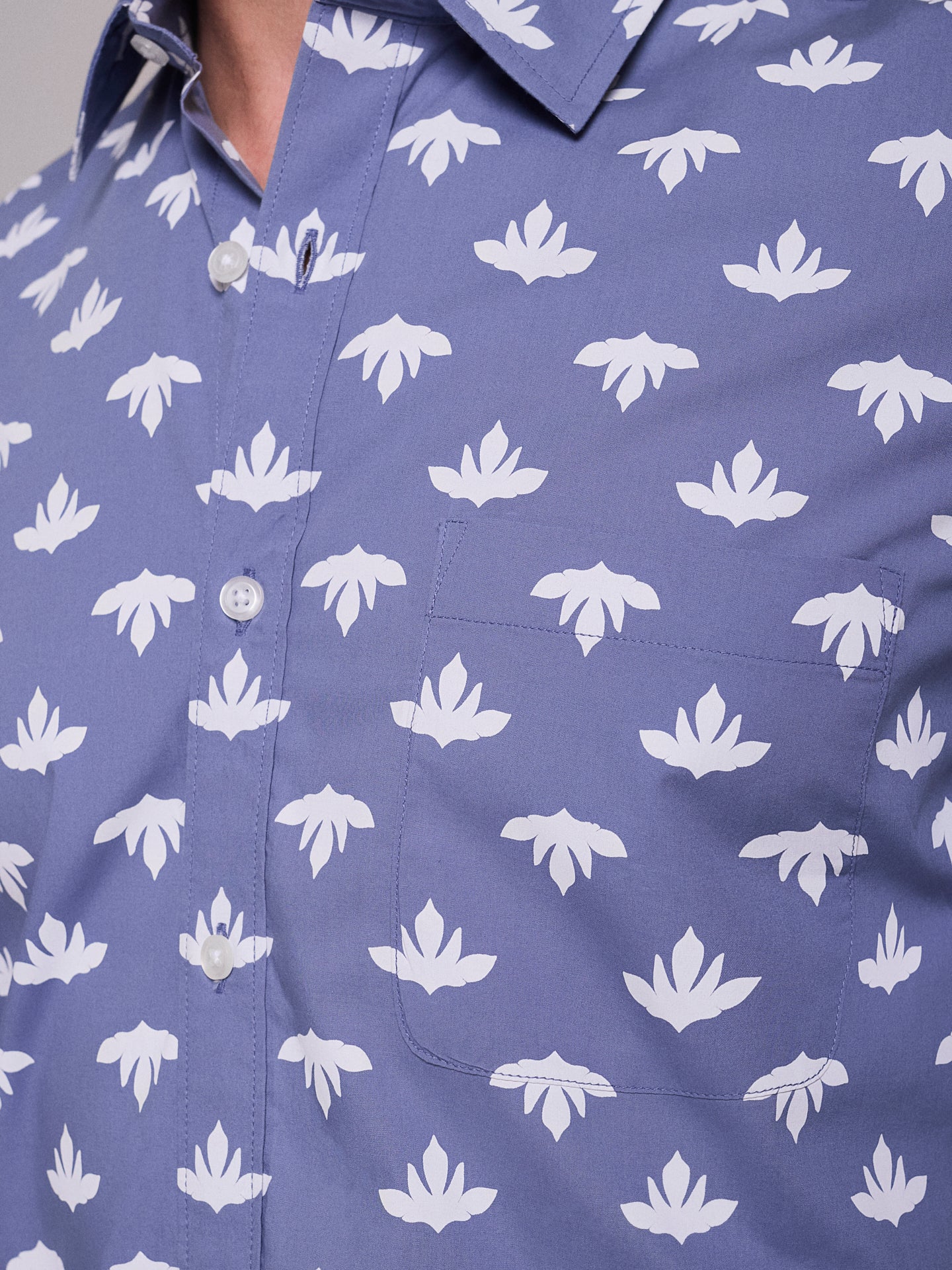 Camisa Algodão Azul Manga Curta Regular Fit Mr. Blue