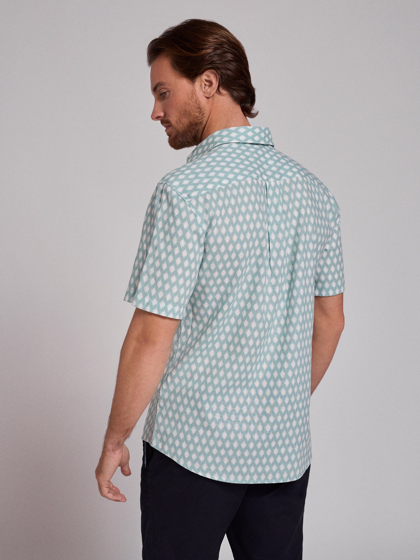 Camisa Linho Verde Manga Curta Regular Fit Mr. Blue