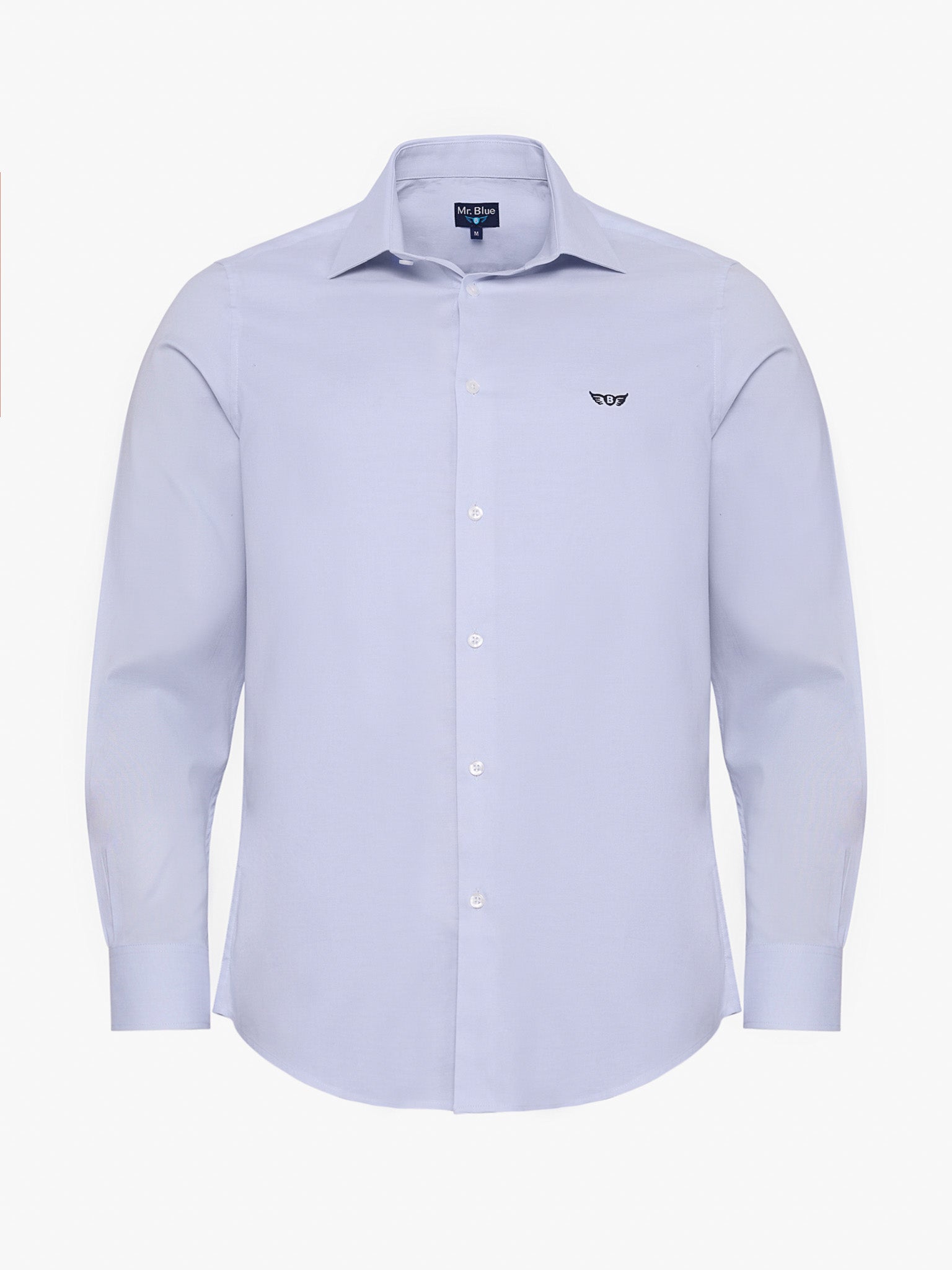 Camisa Algodão Azul Manga Comprida Slim Fit Mr. Blue