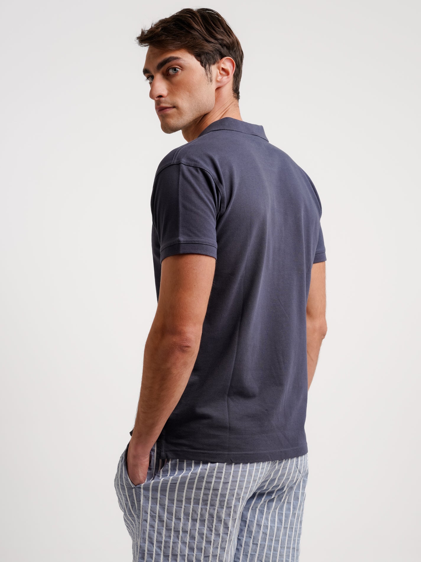 Polo Azul Manga Curta Regular Fit Mr. Blue