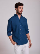 Camisa Algodão Azul Manga Comprida Regular Fit Mr. Blue