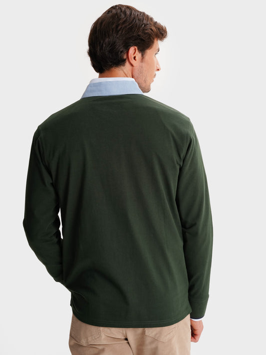 RUGBIE ALGODÃO VERDE MANGA COMPRIDA REGULAR FIT MR. BLUE