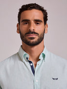 Camisa Linho Verde Manga Comprida Regular Fit Mr. Blue