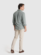 Camisa Linho Verde Manga Comprida Tailored Fit Mr. Blue