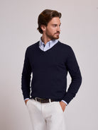 PULLOVER ALGODÃO AZUL MANGA COMPRIDA REGULAR FIT MR. BLUE