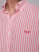 Camisa Linho Vermelha Manga Comprida Regular Fit Mr. Blue