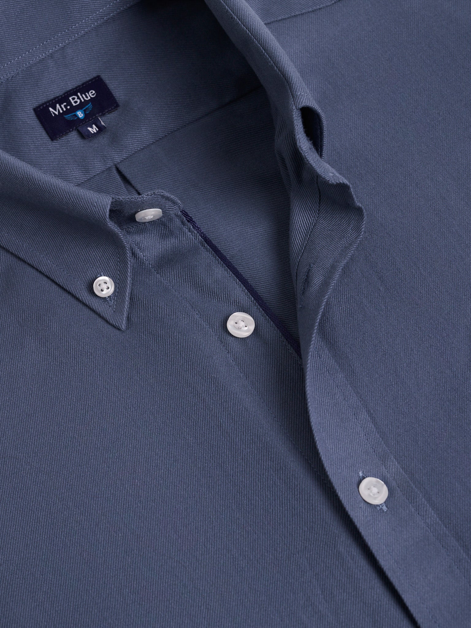 Camisa Algodão Azul Manga Comprida Regular Fit Mr. Blue