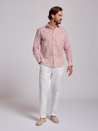 Camisa Linho Rosa Manga Comprida Regular Fit Mr. Blue