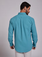 Camisa Algodão Azul Manga Comprida Regular Fit Mr. Blue