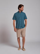 Camisa Algodão Verde Manga Curta Regular Fit Mr. Blue